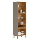 CRISTALEIRA LINEA BRASIL 0,70 MTS ALLURE COM PORTAS VIDRO+LED COR: JEQUITIBA/GRIS FOSCO