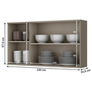 ARMÁRIO AEREO 3 PORTAS HENN CONNECT 1,20 DUNA/CRISTAL REF.:C56-35