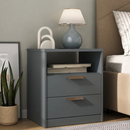 MESA DE CABECEIRA MAMBEL DIVINO 2 GAVETAS GRAFITE REF.: 1156.32