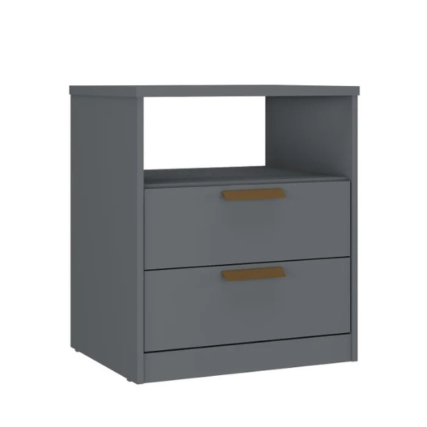 MESA DE CABECEIRA MAMBEL DIVINO 2 GAVETAS GRAFITE REF.: 1156.32