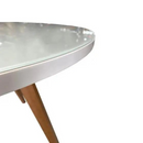 MESA ARTSOLI ASPEN DIAMETRO 1,10 CASTANHO CLARO TAMPO OFF WHITE