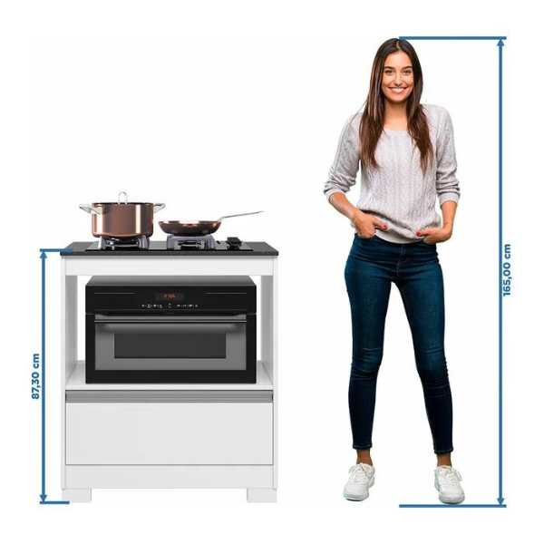BALCÃO COOKTOP NOTAVEL NT 3110 REF.: 134 COR: BRANCO NEW / GRAN BRANCO TAMPO RECORTADO PARA 4 BOCAS