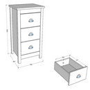 MESA DE CABECEIRA FINESTRA TOPAZIO 3 GAVETAS BRANCO FREIJO REF.: 9130BV