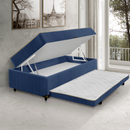 COLCHAO SENSOR BOX COM AUXILIAR MAGNIFICO 0,88X0,60X1,88 SUED AZUL NA LATERAL COM MOLAS COD:25105/13