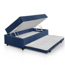 COLCHAO SENSOR BOX COM AUXILIAR MAGNIFICO 0,88X0,60X1,88 SUED AZUL NA LATERAL COM MOLAS COD:25105/13