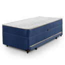 COLCHAO SENSOR BOX COM AUXILIAR MAGNIFICO 0,88X0,60X1,88 SUED AZUL NA LATERAL COM MOLAS COD:25105/13