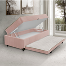 COLCHAO SENSOR BOX COM AUXILIAR MAGNIFICO 0,88X0,60X1,88 SUED ROSA NA LATERAL COM MOLAS COD:25105/21