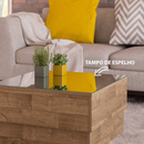 MESA DE CENTRO ARTELY PARATY COR RUSTICO COM ESPELHO