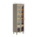 CRISTALEIRA LINEA BRASIL 0,70 MTS ALLURE COM PORTAS VIDRO+LED COR: JEQUITIBA/GRIS FOSCO