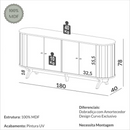 BALCÃO DALLA COSTA CURVO TB296 1,80 CM COM 4 PORTAS COR: JPF FREIJO PRETO FOSCO