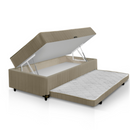 COLCHAO SENSOR BOX COM AUXILIAR MAGNIFICO 0,88X0,60X1,88 SUED BEGE NA LATERAL COM MOLAS COD:25105/5