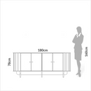 BALCÃO DALLA COSTA CURVO TB296 1,80 CM COM 4 PORTAS COR: JPF FREIJO PRETO FOSCO