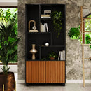 ESTANTE DALLA COSTA C59 0,94X1,91 CM COM 2 PORTAS COR: PFJ PRETO FOSCO/FREIJO