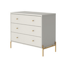 COMODA PROVINCIA JASPER 3 GAVETAS OFF WHITE / DOURADO REF.: PA61453