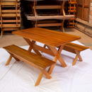 MESA PARA CHURRASCO IMPACTO 2,50 MTS COM 2 BANCOS EUCALIPTO TEKA MACIÇO COR: MEL