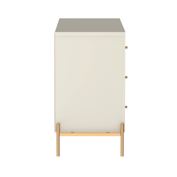 COMODA PROVINCIA JASPER 3 GAVETAS OFF WHITE / DOURADO REF.: PA61453