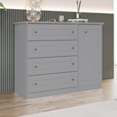 COMODA HENN AMERICANA 1 PORTA + 4 GAVETAS CINZA