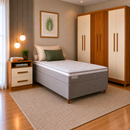 QUARTO PROMOCIONAL ( ROUPEIRO 1,85 mts + MESA DE CABECEIRA + CONJUNTO BOX 0,88)