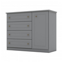 COMODA HENN AMERICANA 1 PORTA + 4 GAVETAS CINZA