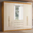 ROUPEIRO DEMOBILE GIARDINO 6 PORTAS COM ESPELHO COR: CINAMON / OFF WHITE 2,28ALTX262,2LARGX0,55