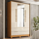 ROUPEIRO DEMOBILE DOMO 4 PTS+ 4 GAV. COM ESPELHO COR: CINAMOM / OFF WHITE 2,247ALTX1,57LARGX0,47