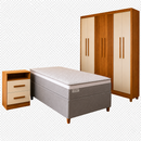 QUARTO PROMOCIONAL ( ROUPEIRO 1,85 mts + MESA DE CABECEIRA + CONJUNTO BOX 0,88)