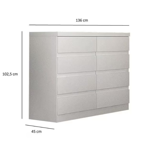 COMODA NOVO HORIZONTE BELLO 8 GAVETAS COR: BRANCA 23 REF.: 10120364