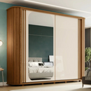 ROUPEIRO HENN MOZZATE 2 PTS DESL C/ ESPELHO NAT/OFF WHITE/PRETO