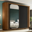 ROUPEIRO HENN MOZZATE 2 PTS DESL C/ ESPELHO NAT/OFF WHITE/PRETO