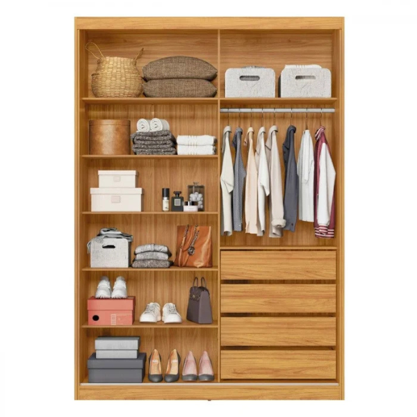 ROUPEIRO DEMOBILE RIVA 2 PTS COM 1 PORTA ESPELHO COR: CINAMON/OFF WHITE