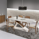 MESA ARTSOLI LIS 1,80X1,00 CASTANHO CLARO TAMPO OFF WHITE CANTO GARRAFA COD.: 1286