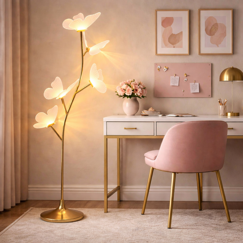 Luminária de Piso Decorativa Borboleta LED