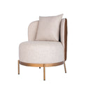 POLTRONA OCRE ROSE MALTA PÉS DOURADO CHAMPAGNE TECIDO FRENTE 110 COSTAS 10