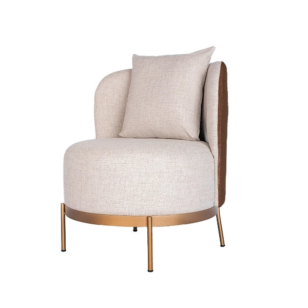 POLTRONA OCRE ROSE MALTA PÉS DOURADO CHAMPAGNE TECIDO FRENTE 110 COSTAS 10