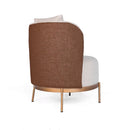 POLTRONA OCRE ROSE MALTA PÉS DOURADO CHAMPAGNE TECIDO FRENTE 110 COSTAS 10