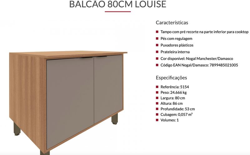 Cozinha Completa Compacta Modulada 6 peças Louise