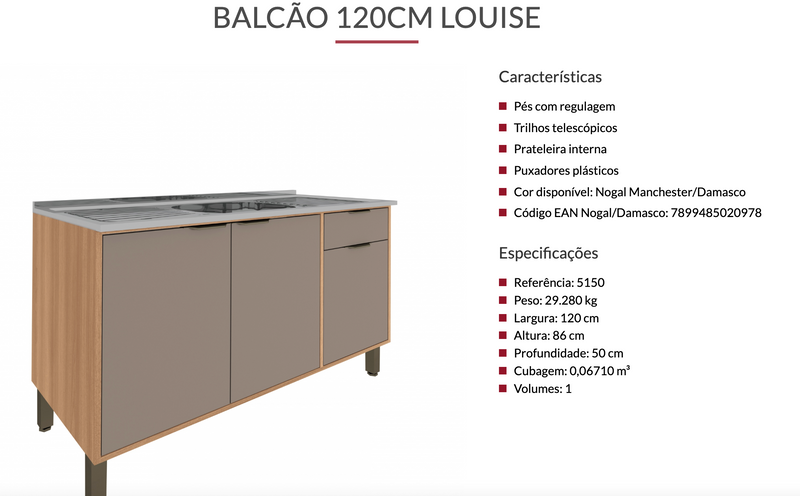 Cozinha Completa Compacta Modulada 6 peças Louise