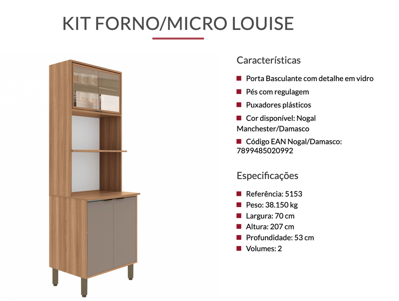 Cozinha Completa Compacta Modulada 6 peças Louise