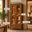 CRISTALEIRA FINESTRA NATURE 2 PORTAS 1 GAVETA COR: RUSTICO ESCURO REF.: 1554NE