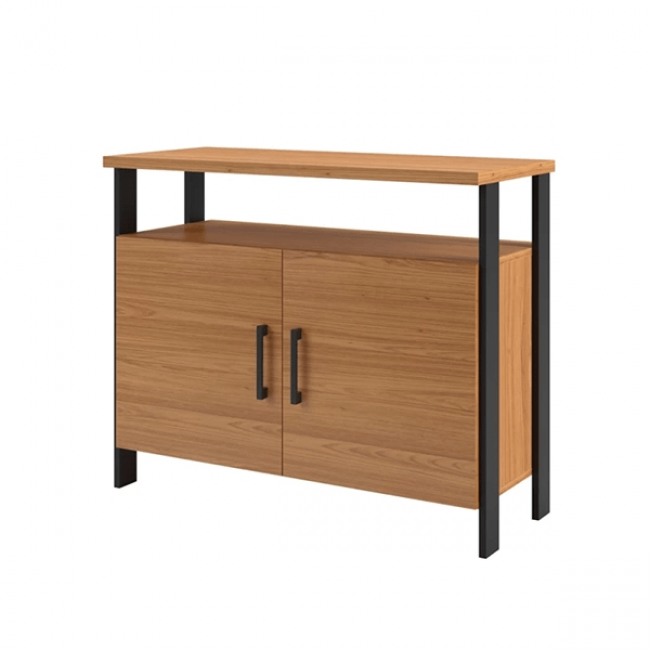 BALCÃO DALLA COSTA COM 2 PORTAS INDUSTRIAL COR FREIJO/PRETO