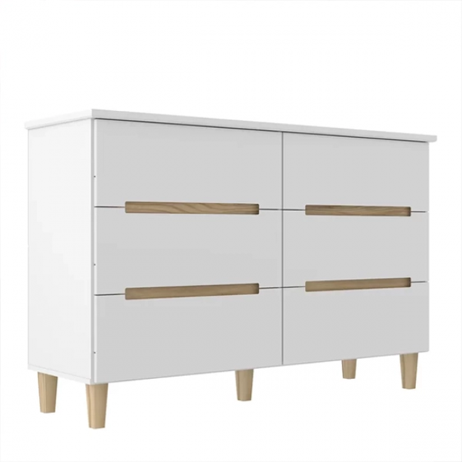 COMODA MAMBEL LOGAN 6 GAVETAS BRANCO / OLMO ITALIANO