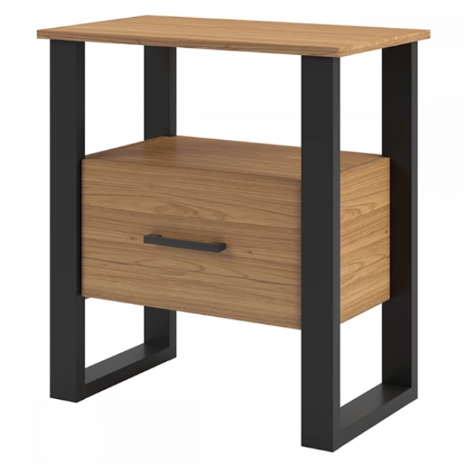 MESA DE CABECEIRA DALLA COSTA INDUSTRIAL 1 GAVETA FREIJO / PRETO FOSCO