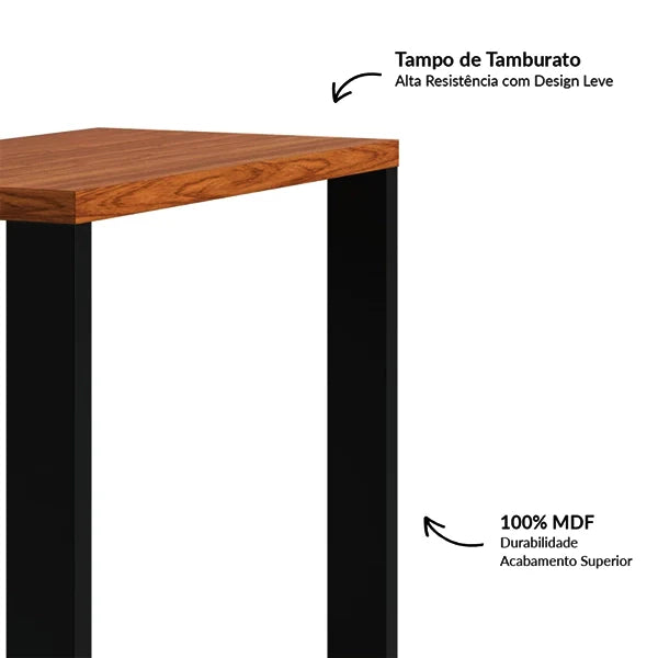MESA NOTEBOOK DALLA COSTA INDUSTRIAL F36 0,60X0,32 CM COR: JPF FREIJO/PRETO FOSCO