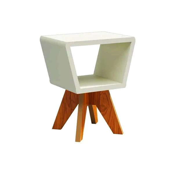 MESA DE CANTO DALLA COSTA TB713 WJ ANGULAR 43CMX30CM COR OFF WHITE / FREIJO