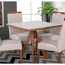 MESA MADETAL BERLIN QUADRADA 0,90X0,90 MEL COM VIDRO NUDE