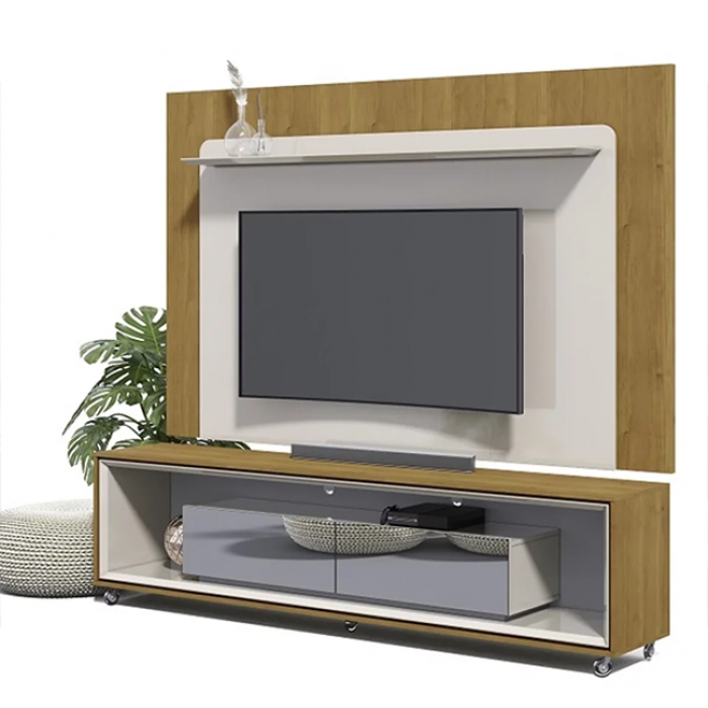 PAINEL IMCAL ARC 2,20 MTS COM KIT LED COR OFF WHITE / NATURE