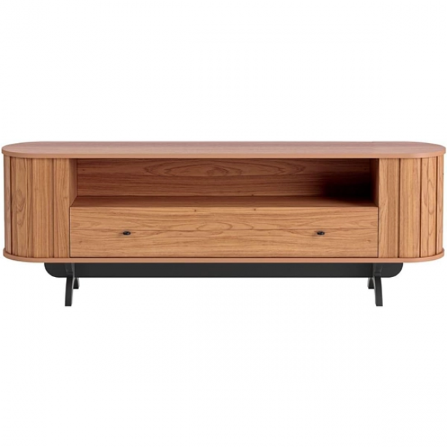 RACK CURVO DALLA COSTA 1,80M 1 GAVETA COR FREIJO / PRETO FOSCO