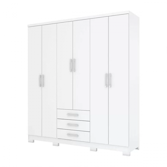 ROUPEIRO HENN CAJU 6 PORTAS DE ABRIR COR BRANCO / BRANCO