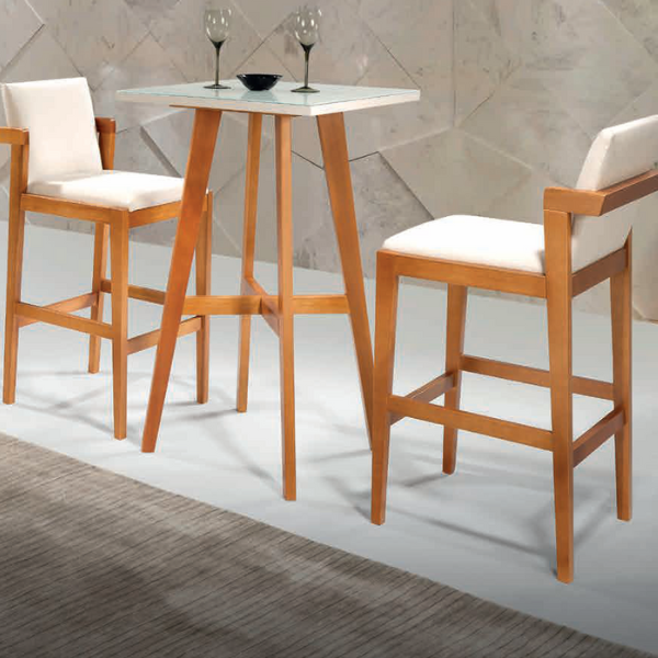 MESA DE BISTRO ARTSOLI SARA 60 CM CC COM TAMPO E VIDRO QUADRADO COR OFF REF.: 1326